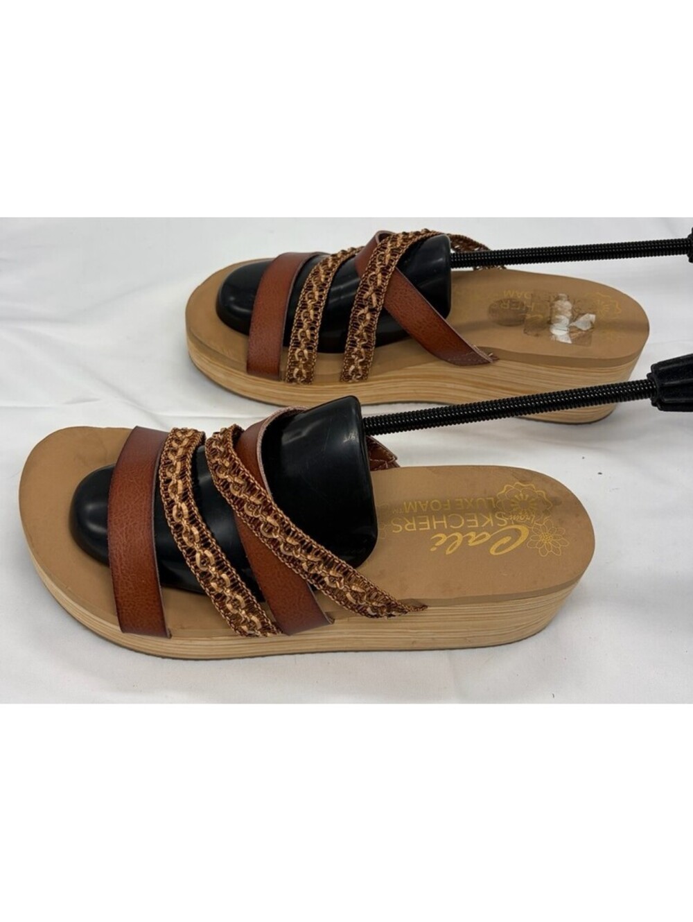 Skechers Women's SZ 10.5 Sandals Cali Summers Slip On Wedge Dress Sandals Brown